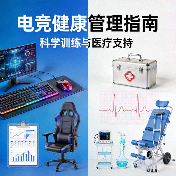 电竞健康管理指南封面，展示科学训练与医疗支持