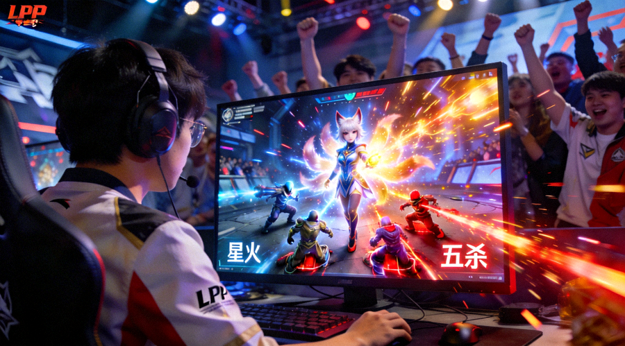 新秀中单'星火'在LPL春季赛中使用阿狸拿下五杀的精彩瞬间回放